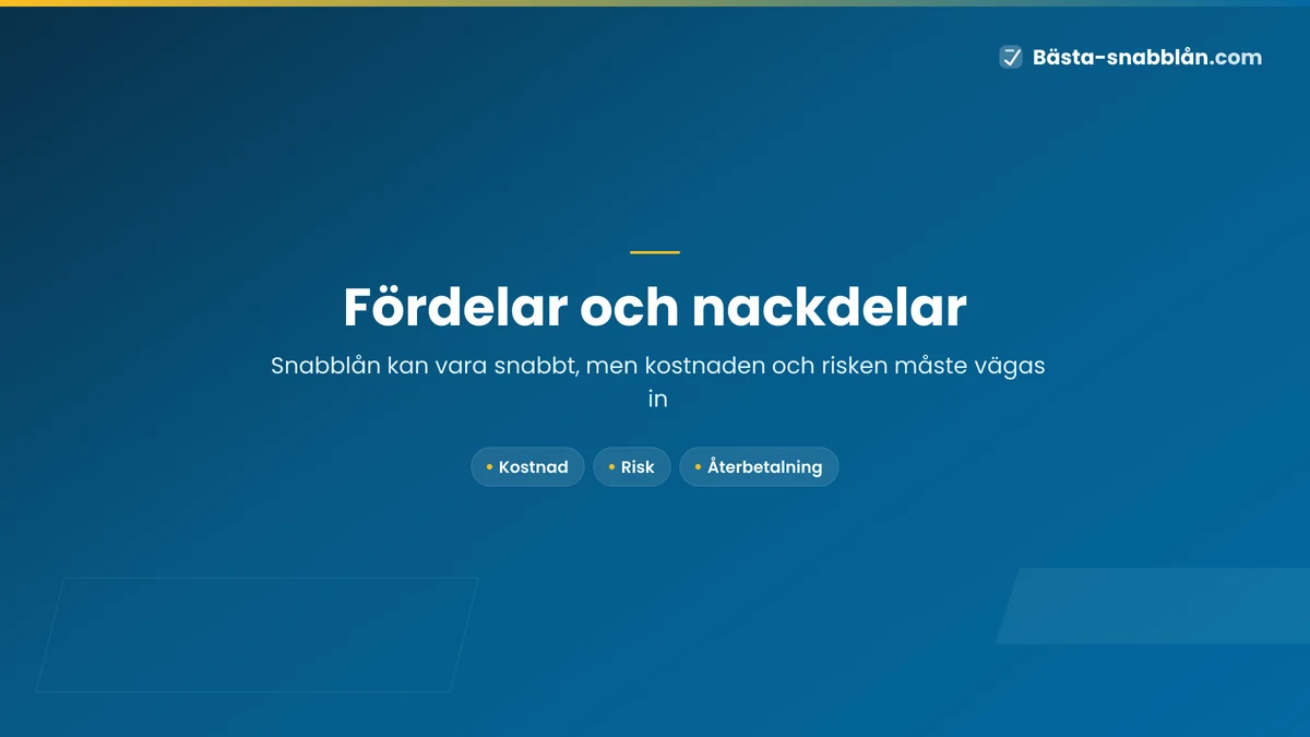 Fördelar och nackdelar med snabblån